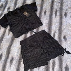 Black Top and Booty Scrunch Short Set